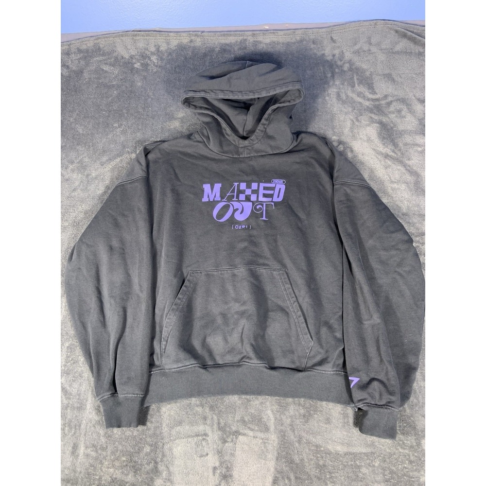 Gymshark Hoodie Sweatshirt Maxed Out Women's Small Black Oversized Fit